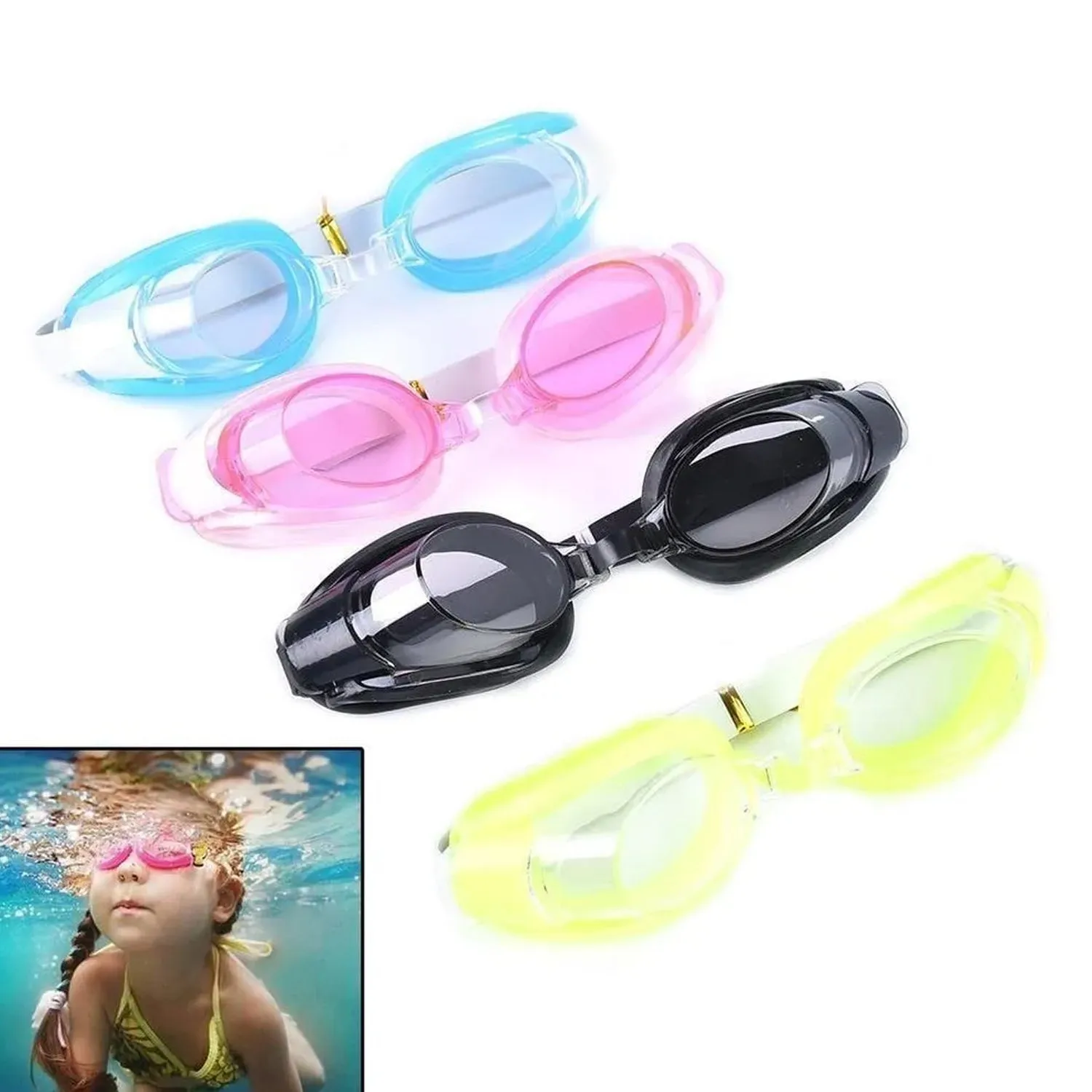 0399 Swimming Goggles  With Ear And Nose Plug Adjustable Clear Vision Anti-Fog Waterproof