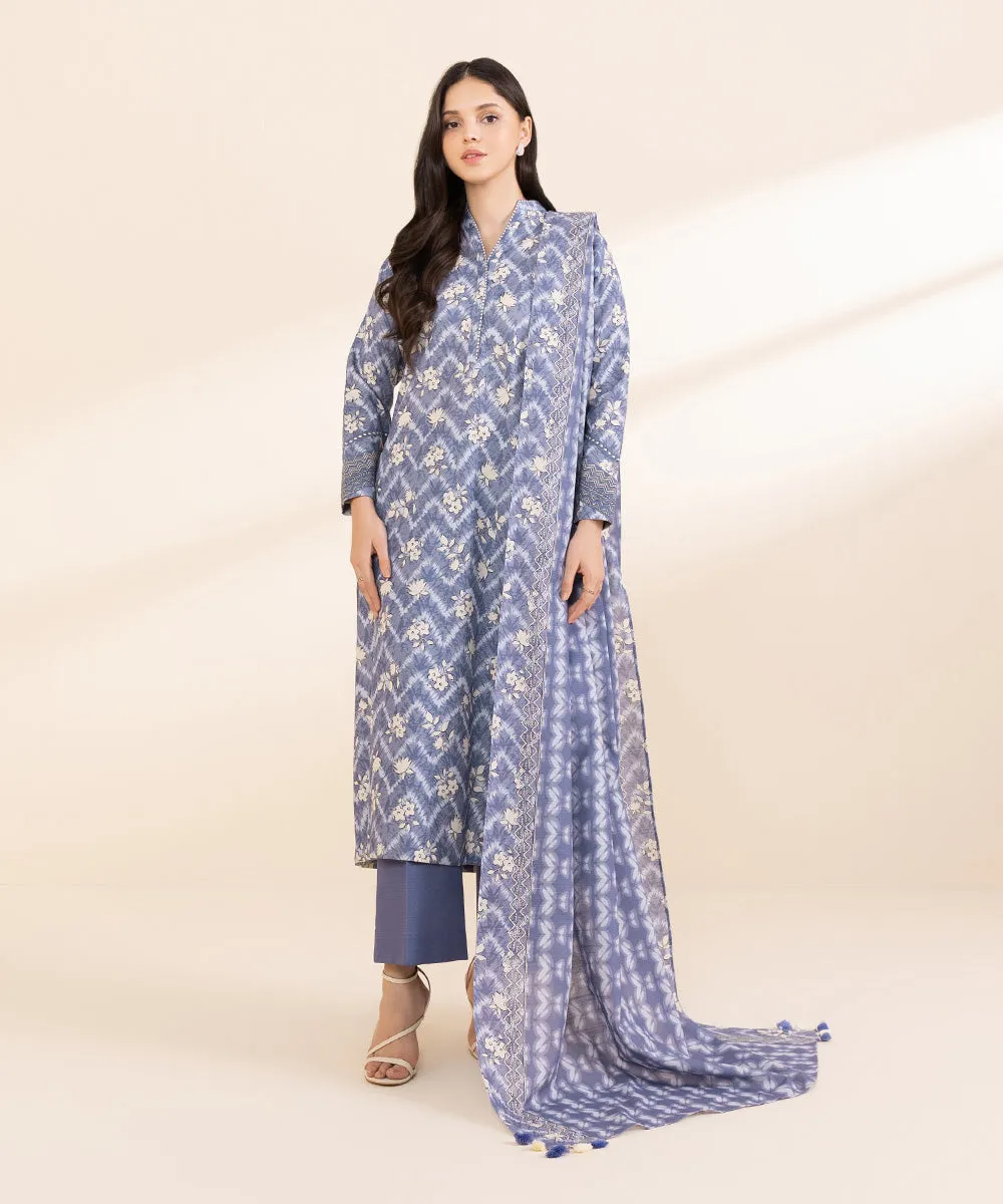 3 Piece - Printed Light Khaddar Suit