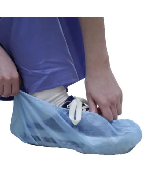 (300/Case) Blue Disposable Shoe Covers with Non Skid Bottoms