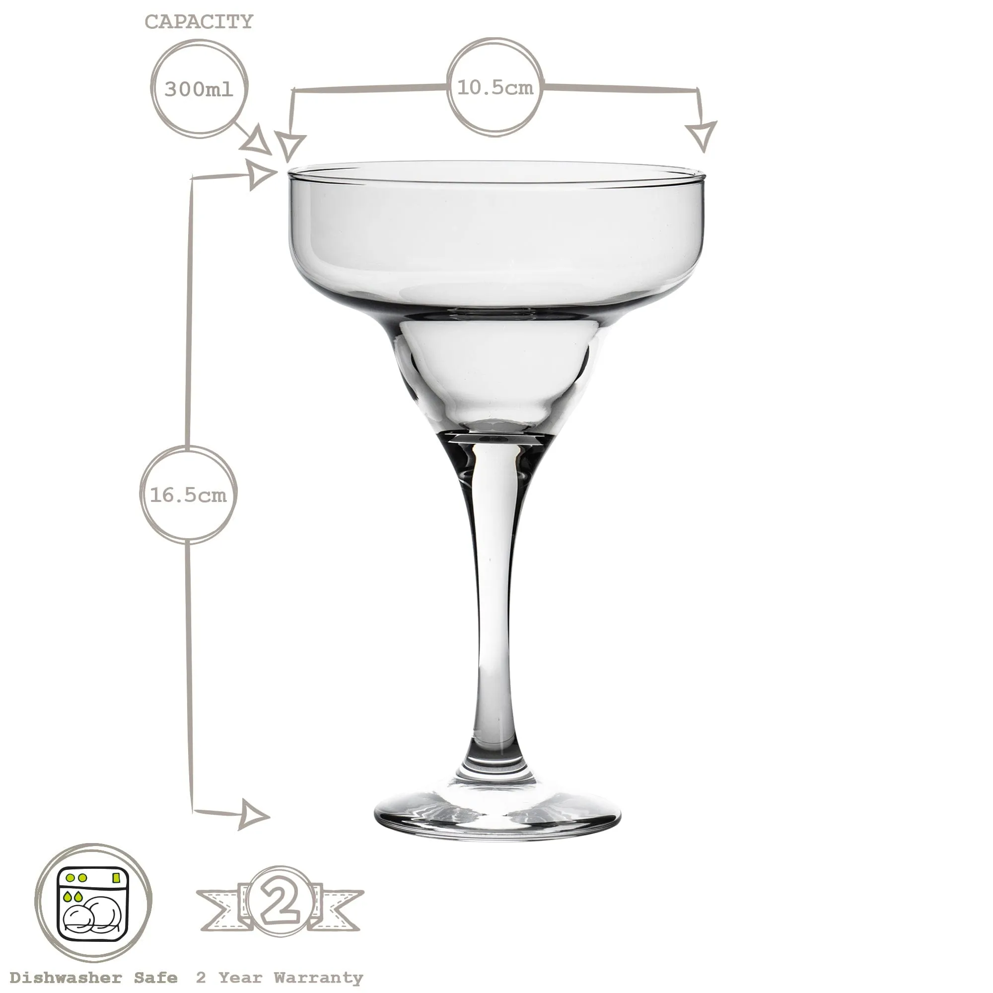 300ml Margarita Glasses - Pack of Six - By Rink Drink