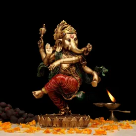 8" DANCING GANESHA METAL FINISH