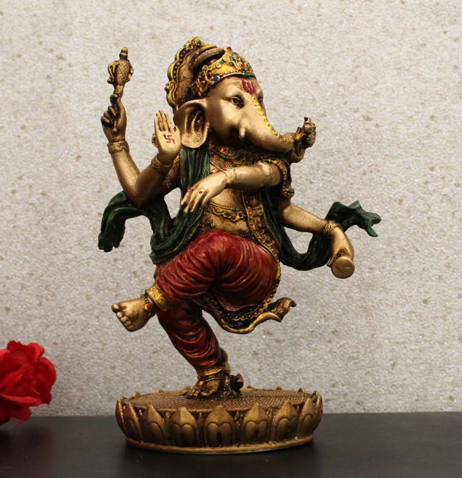 8" DANCING GANESHA METAL FINISH