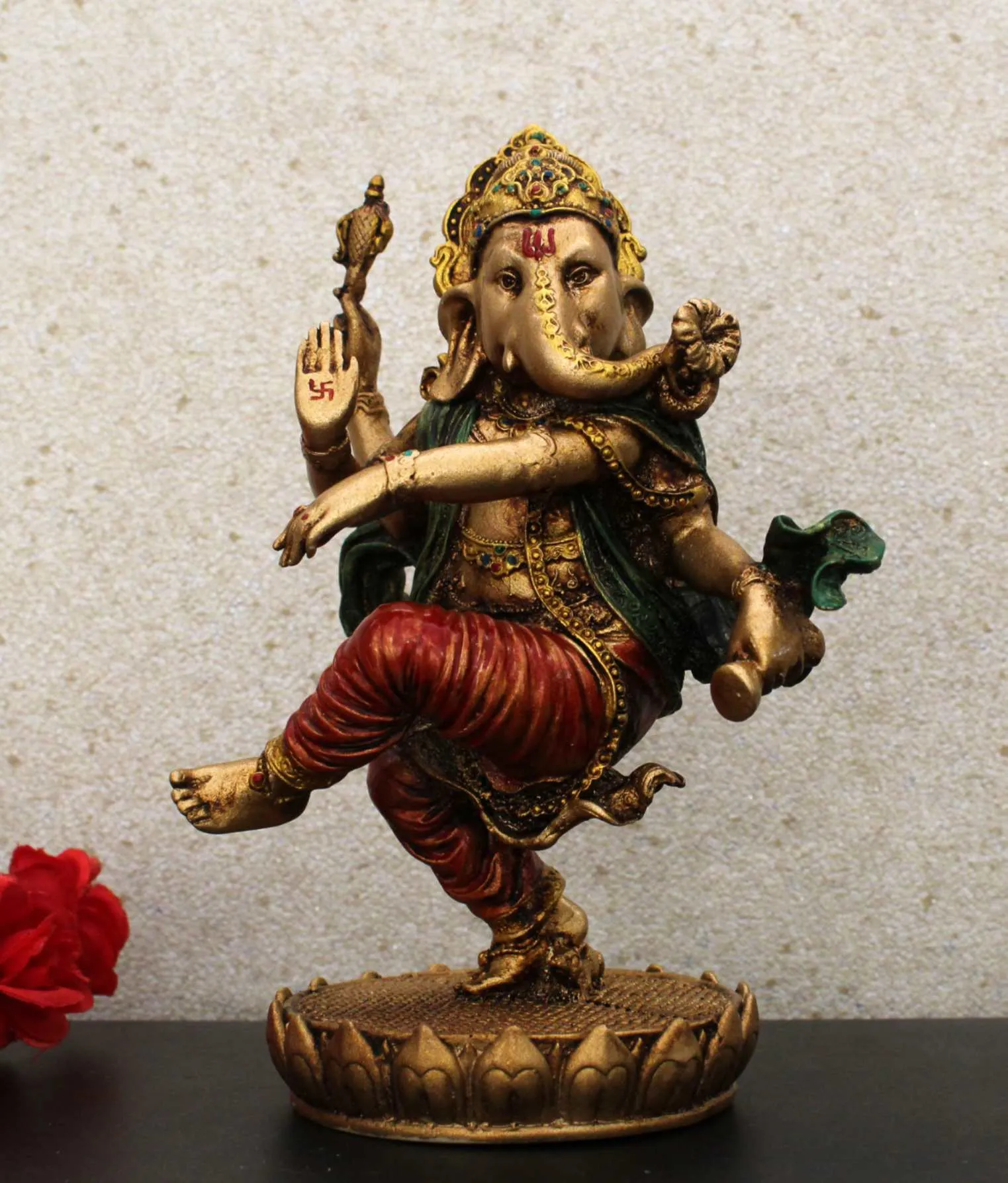 8" DANCING GANESHA METAL FINISH