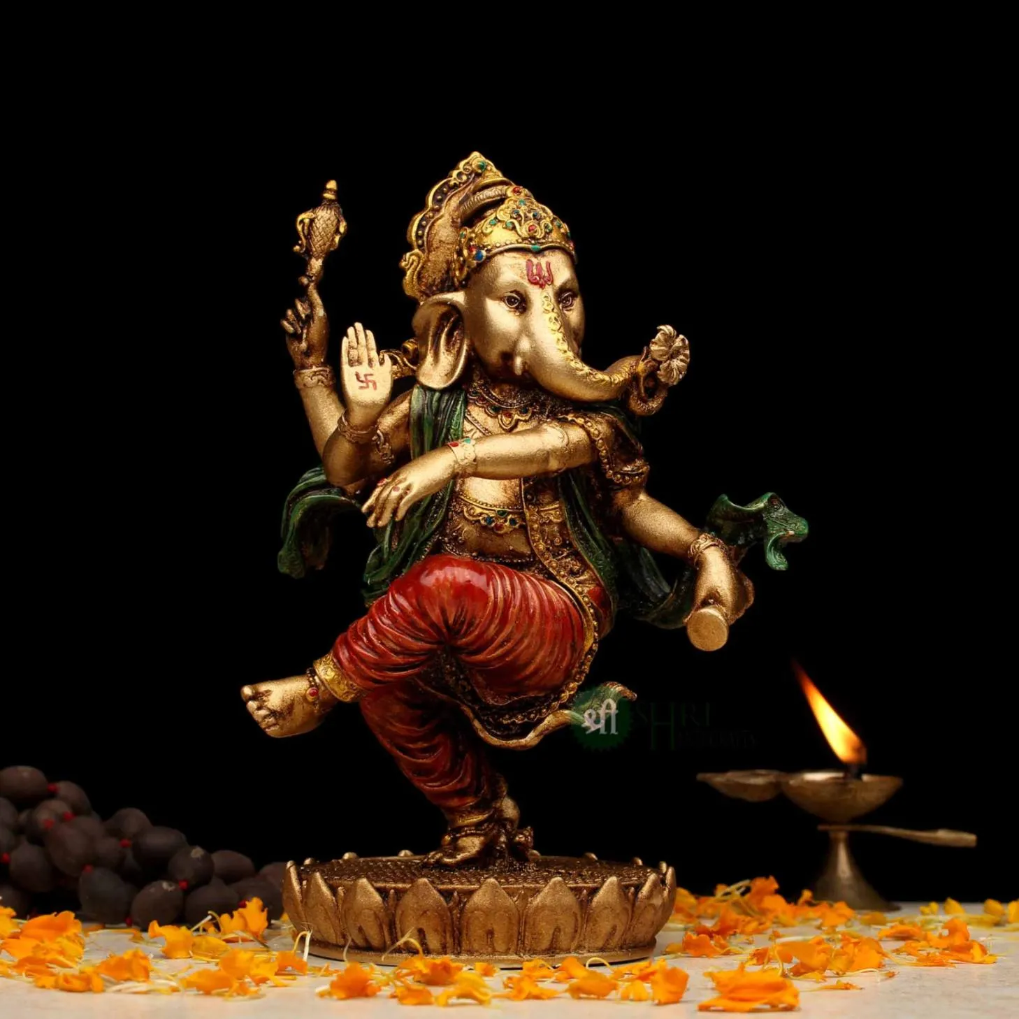 8" DANCING GANESHA METAL FINISH