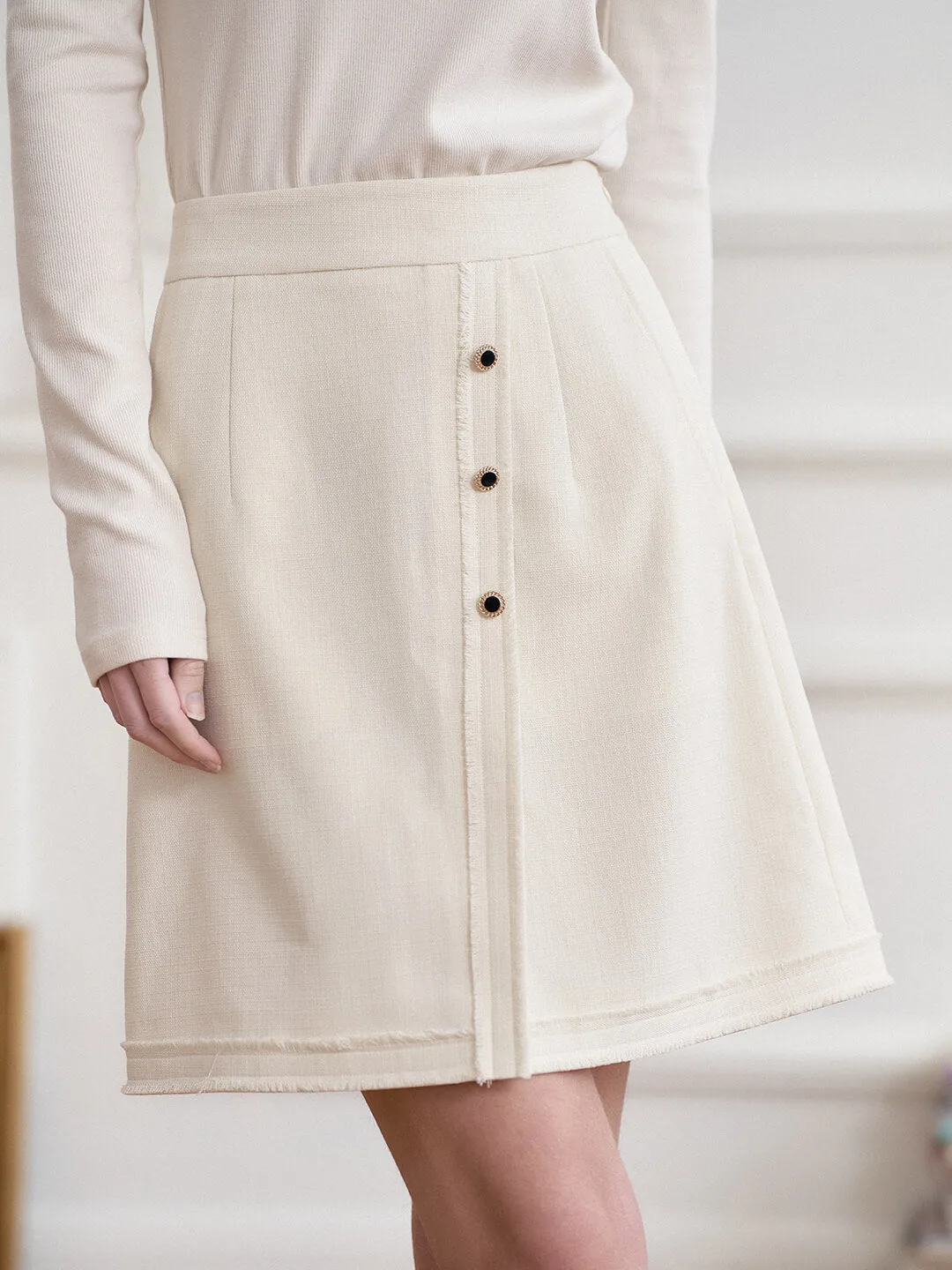 Aitana Apricot Brushed Tweed Skirt