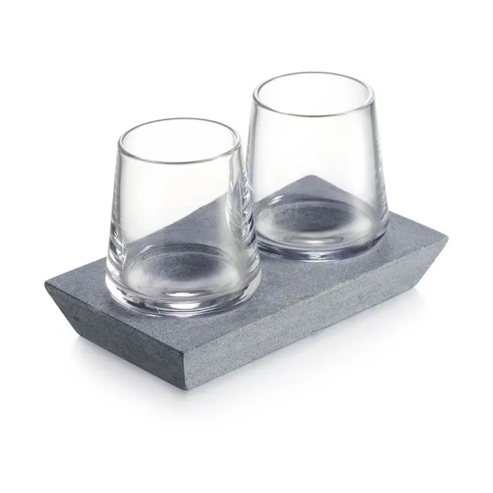 Alpine Whiskey Set of Two With Soapstone Base