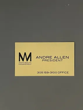 Ballers: Andre Allen's Gold Miam Wealth Management Business Card