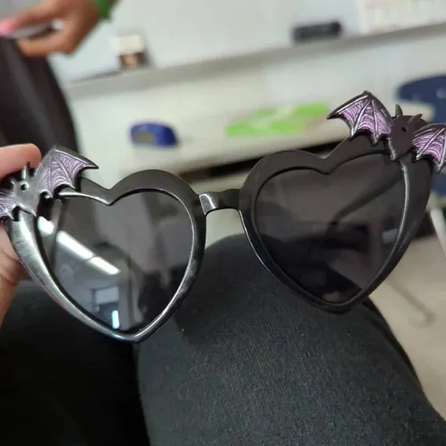 Batty- the Bat Trimmed Heart Shaped Sunglasses