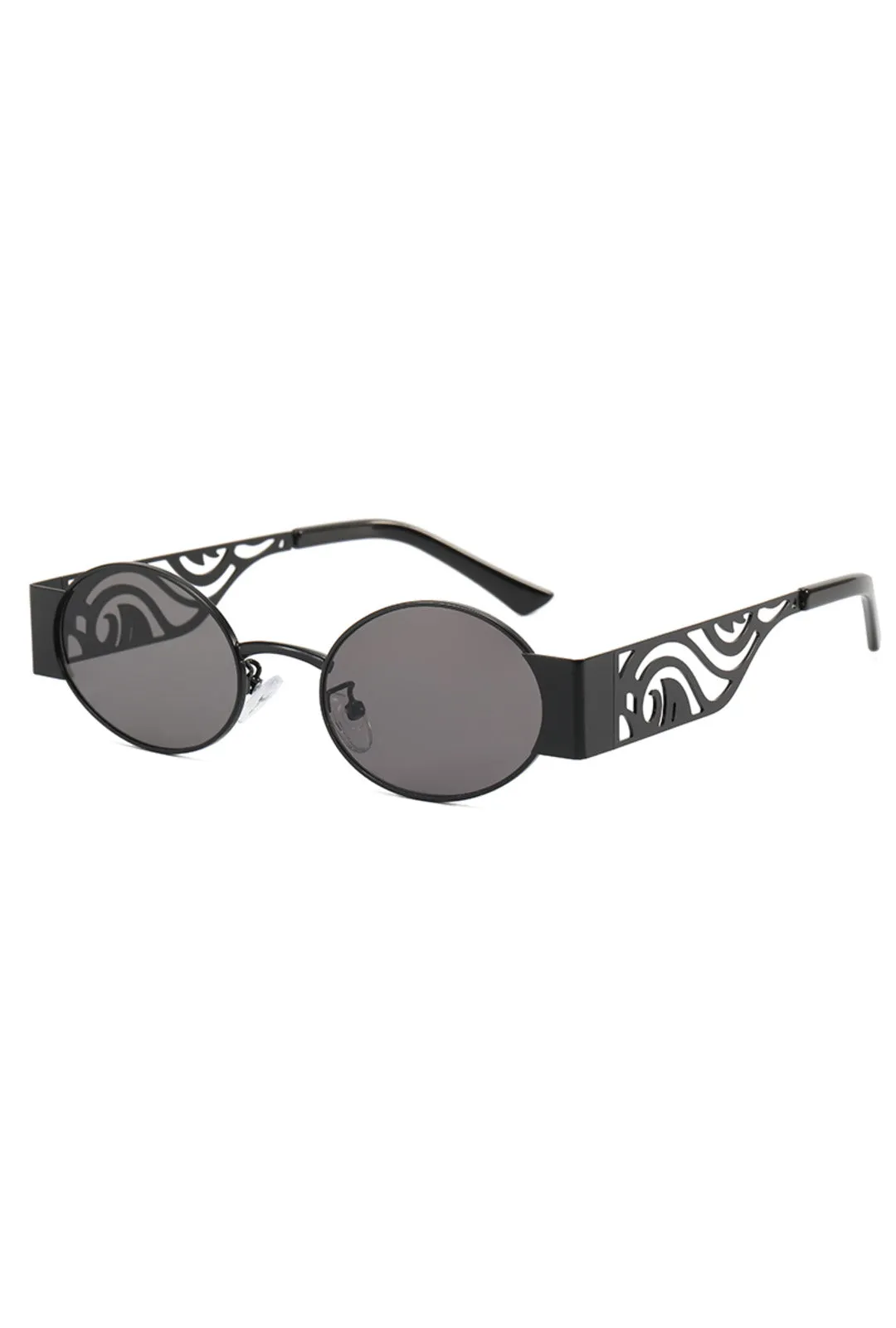 Black Metal Cut-Out Oval Glasses