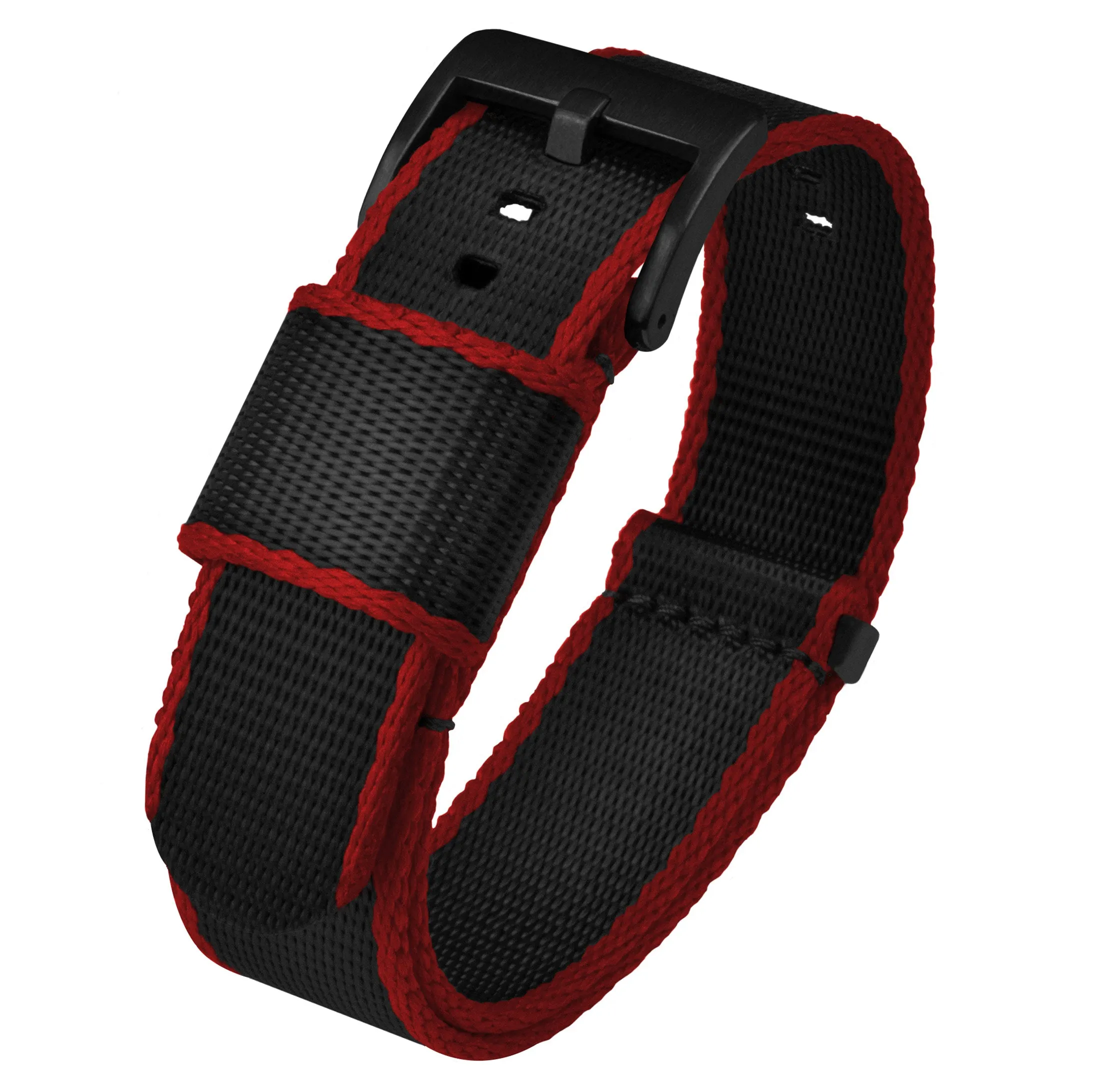 Black Red Nylon NATO® Style Watch Band (20mm, 22mm SALE)