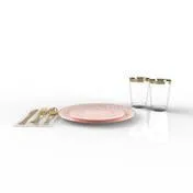 Blush Gold Coupe Pattern 56 Piece Party Set (Setting for 8)