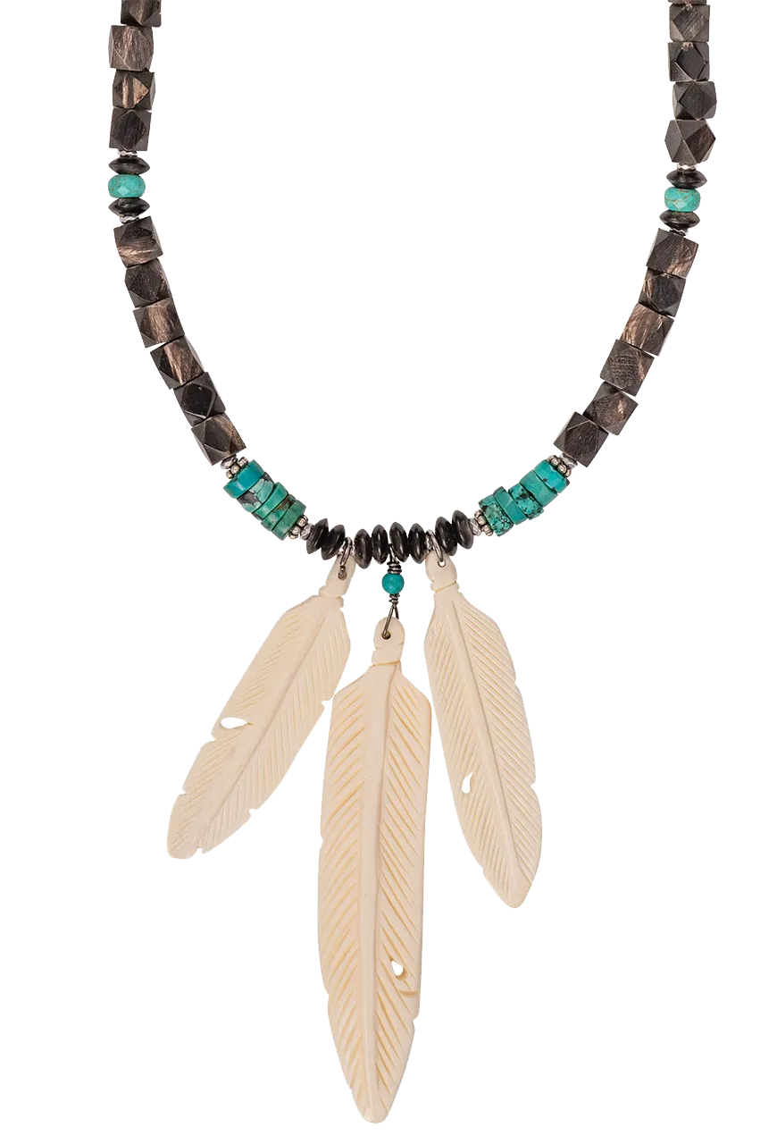 Breathe Deep Feather Horn Necklace