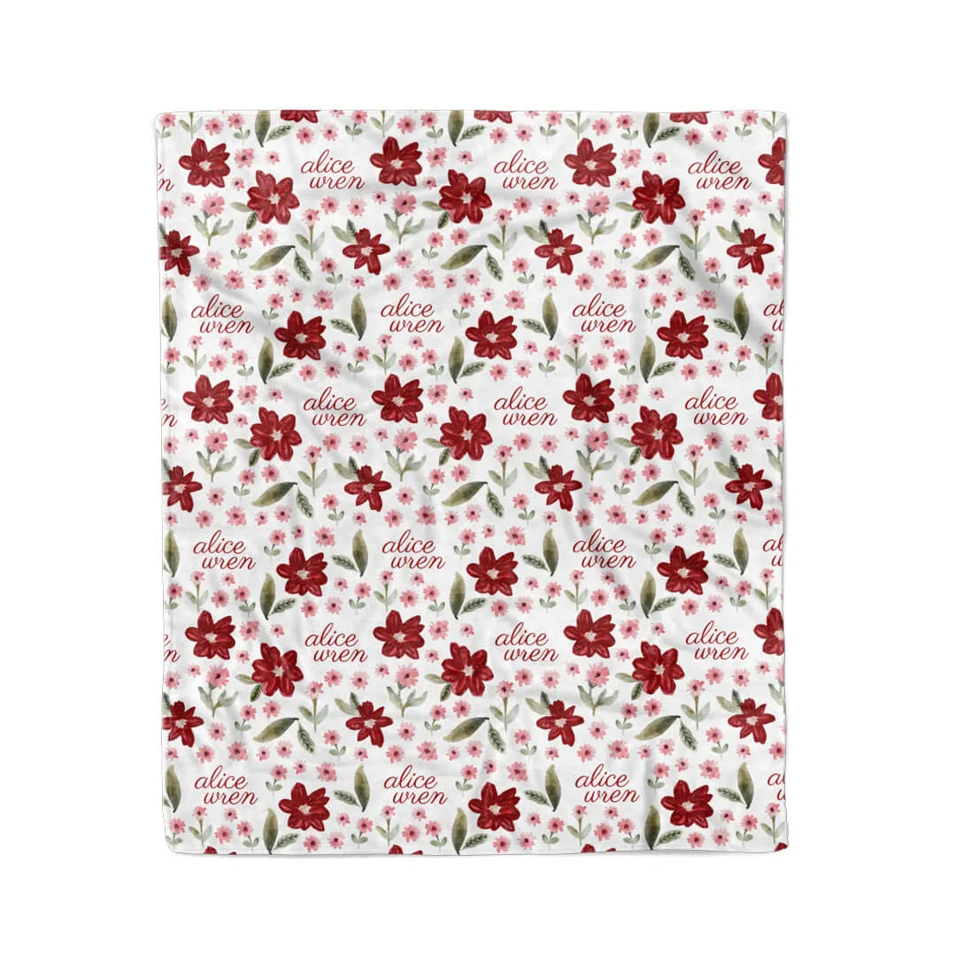 Christmas Floral Personalized Kids Blanket