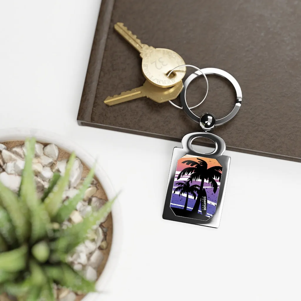 Coastline Summertime Sunset Rectangle Photo Keyring