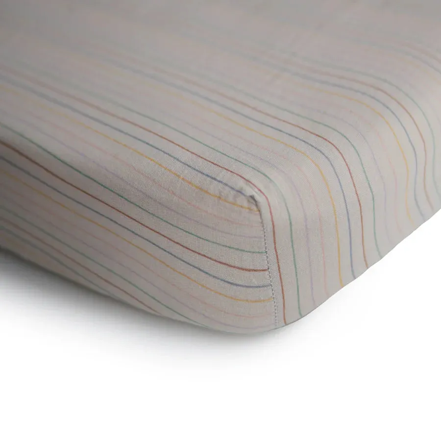 crib sheet regular muslin - retro stripe