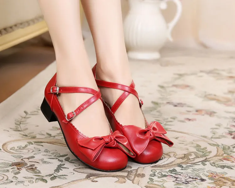 Cross Strap Bow Flat Shoes