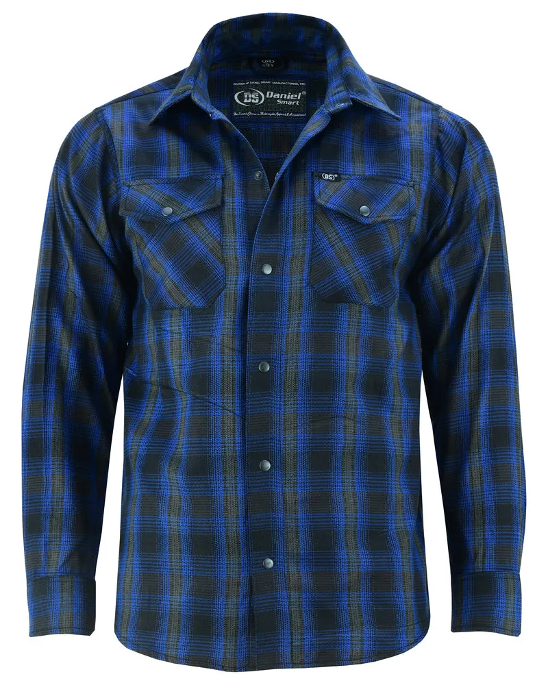 Daniel Smart Flannel Shirt - Daze Blue and Black