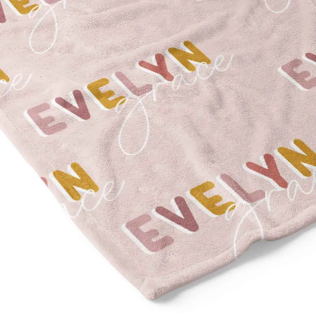 Dusty Pinks Retro Personalized Toddler Blanket