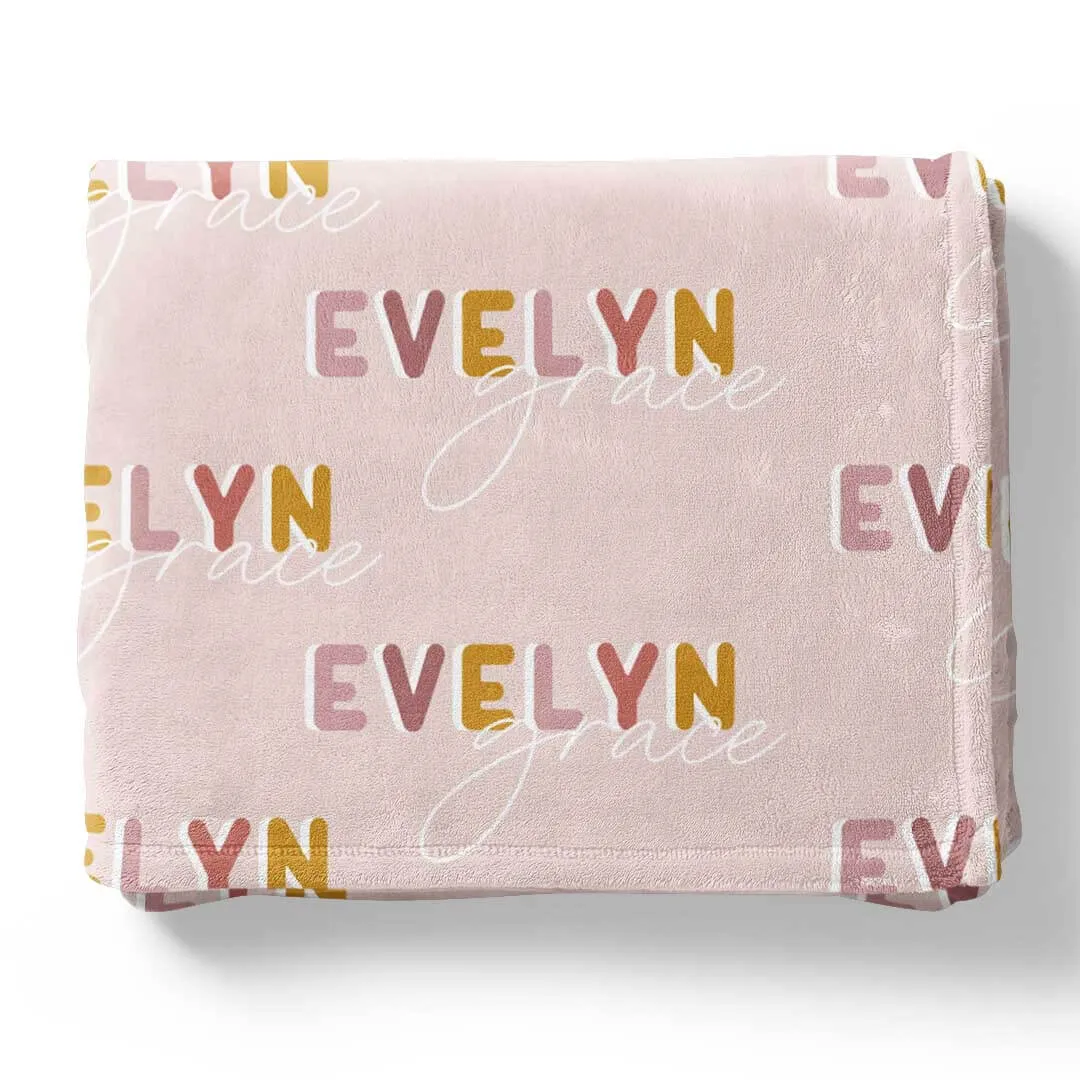 Dusty Pinks Retro Personalized Toddler Blanket