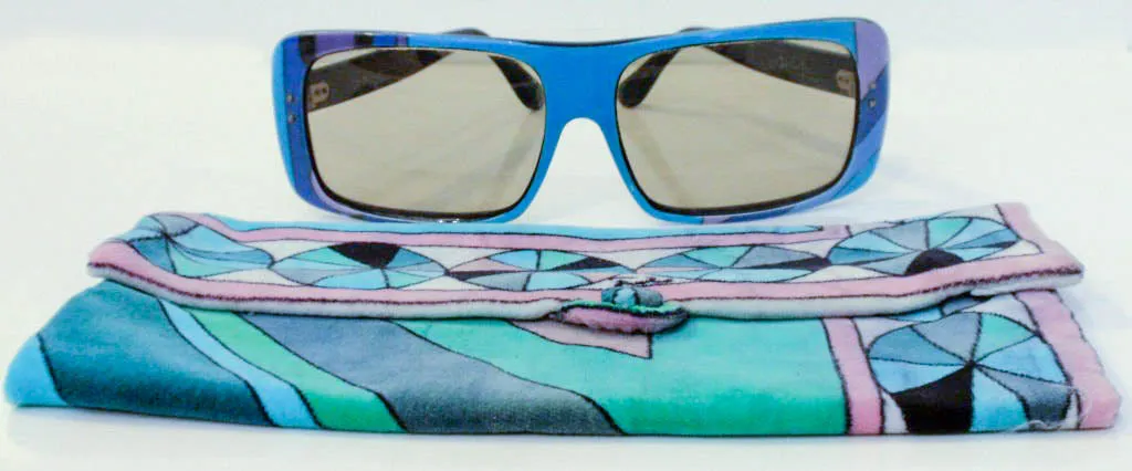 EMILIO PUCCI 1960s Blue Signature Print Sunglasses