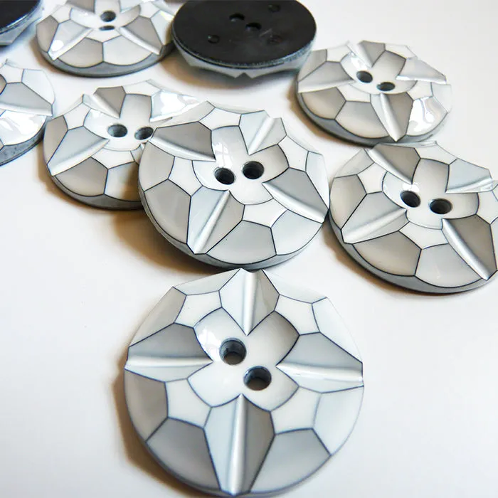 Faceted Plastic Button - White