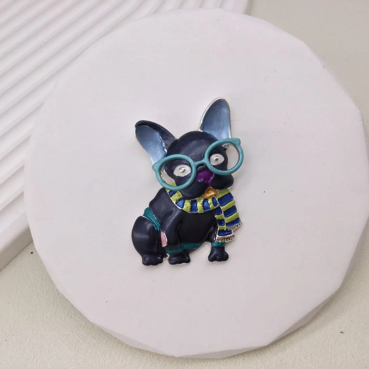 French Bulldog in glasses Magnetic Brooch