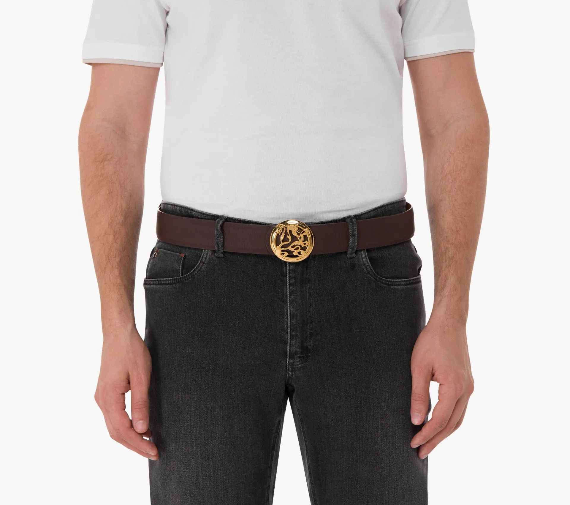 Gold-finish Lion Buckle Belt