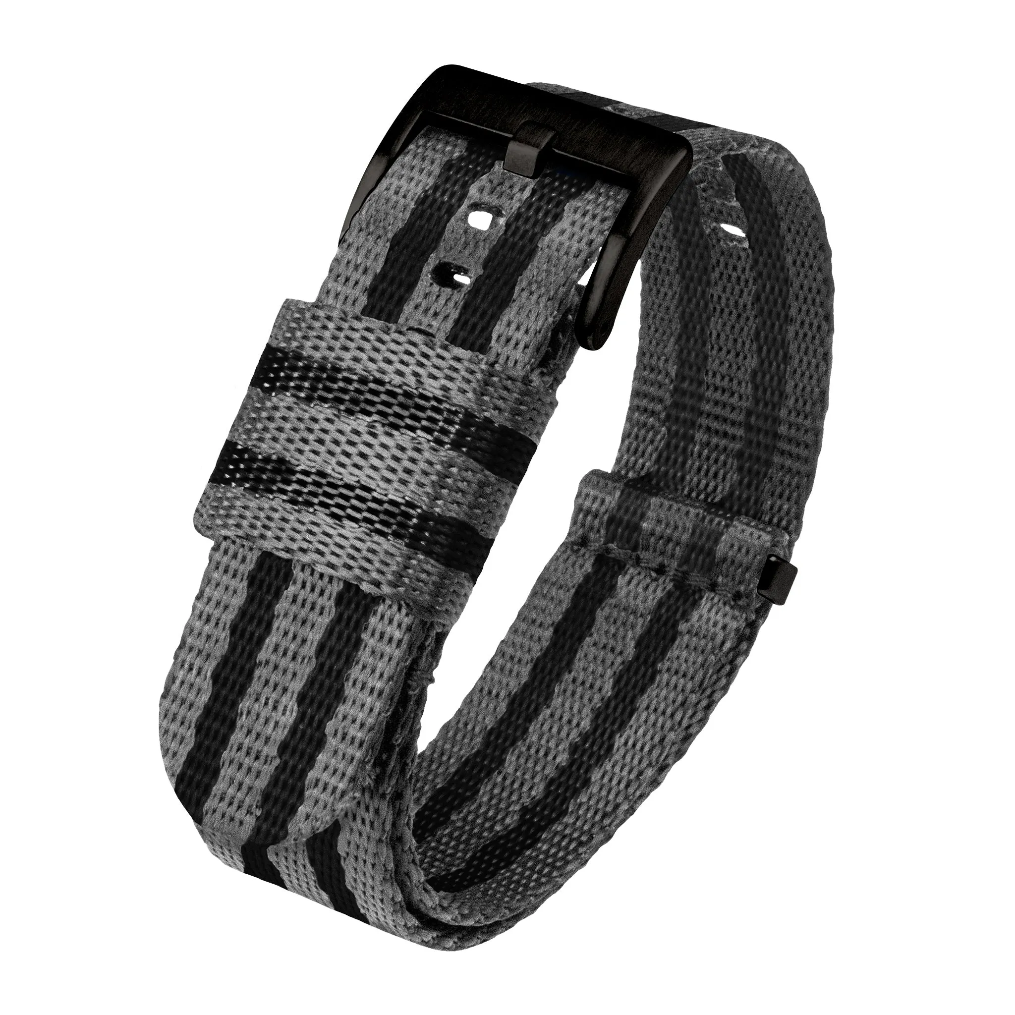 Grey With Black Stripes Elite Nylon NATO® Style Watch Band (18mm, 24mm SALE)