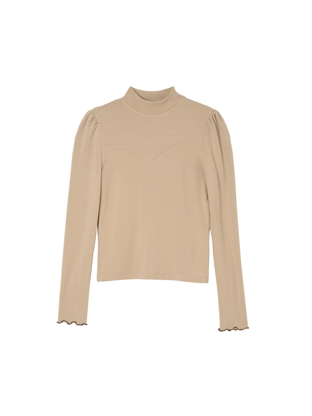 Jelena High Collar Khaki Knit Top