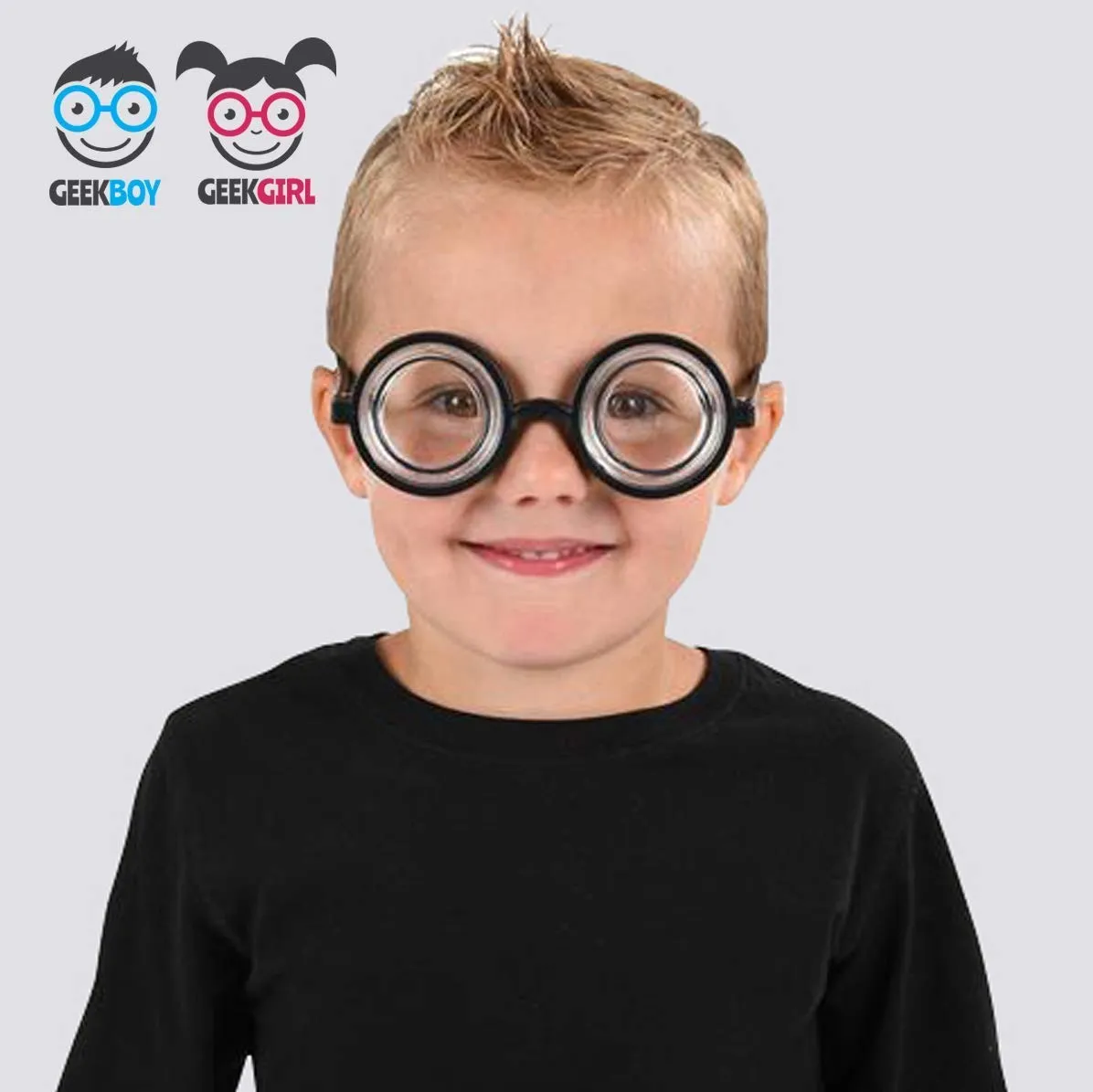 Kicko Thick Round Nerd Glasses - 12 Pack - 5.5 Inches - for Kids, Party Favors, Pretend