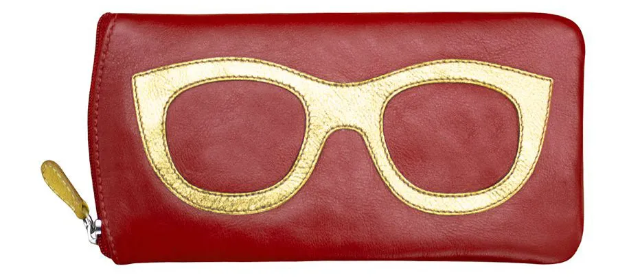 Leather Eyeglass Case with Glass Frame Print