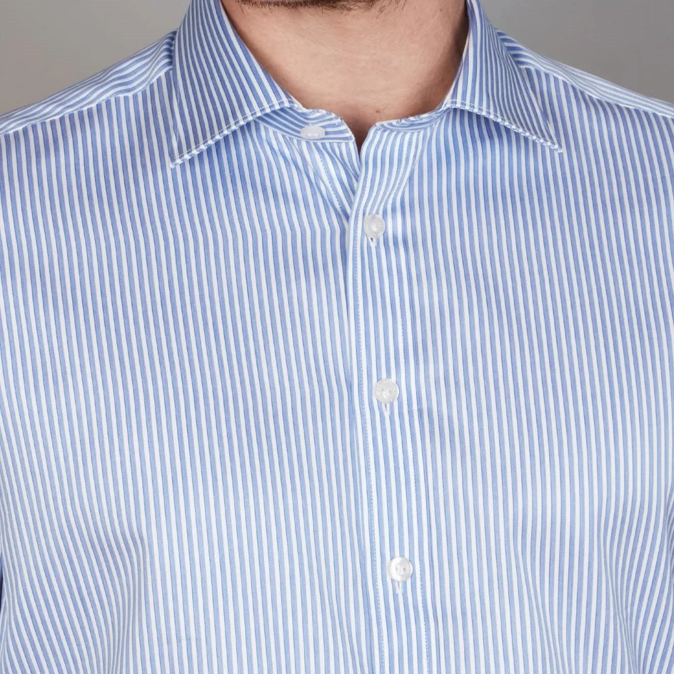 Long Sleeve Business Shirt - Stripe - Royal Blue & White