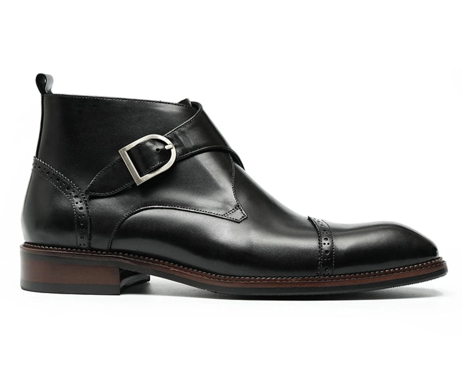 Men's Leather Single Monk Strap Dress Boots | Classic Style Footwear