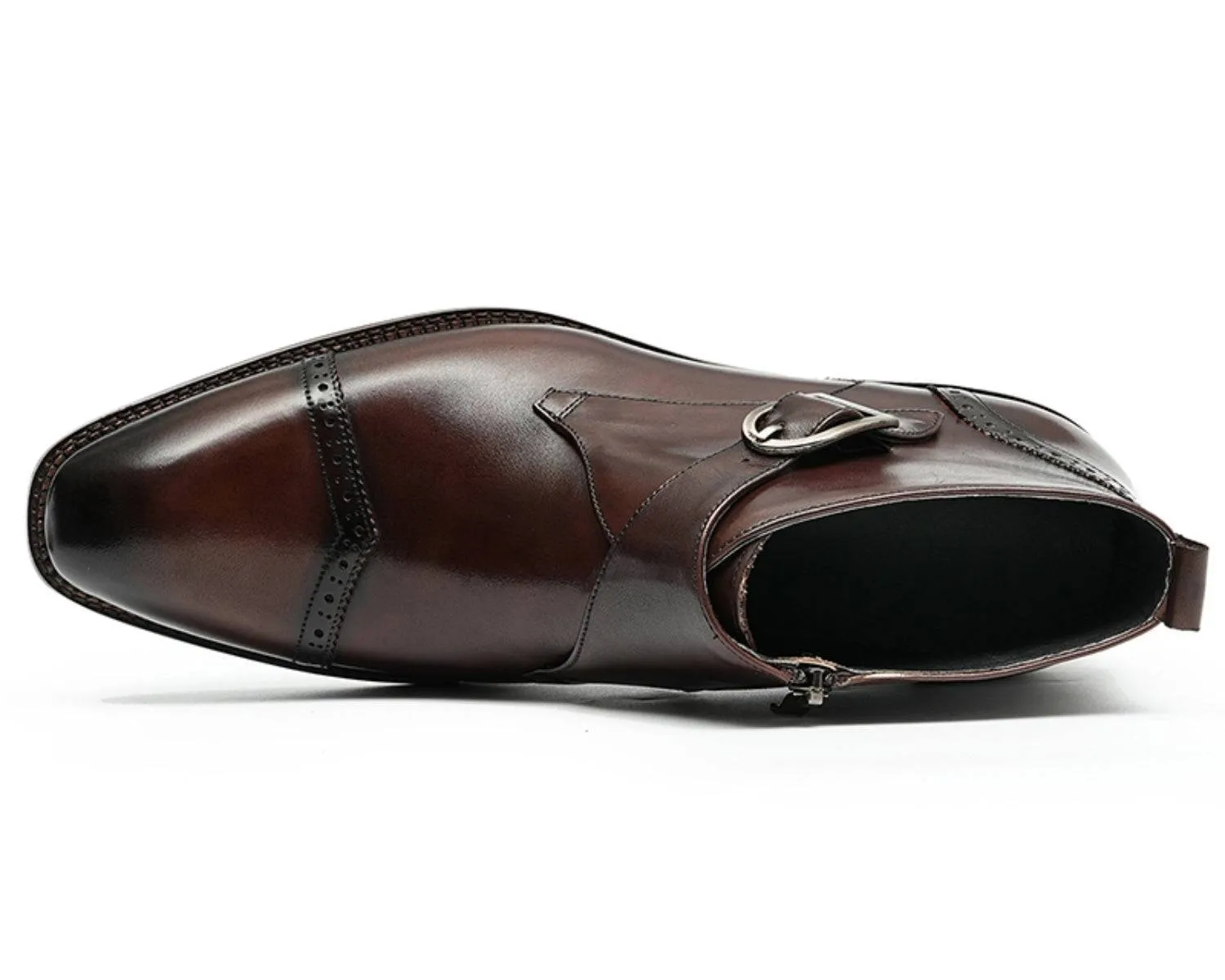 Men's Leather Single Monk Strap Dress Boots | Classic Style Footwear