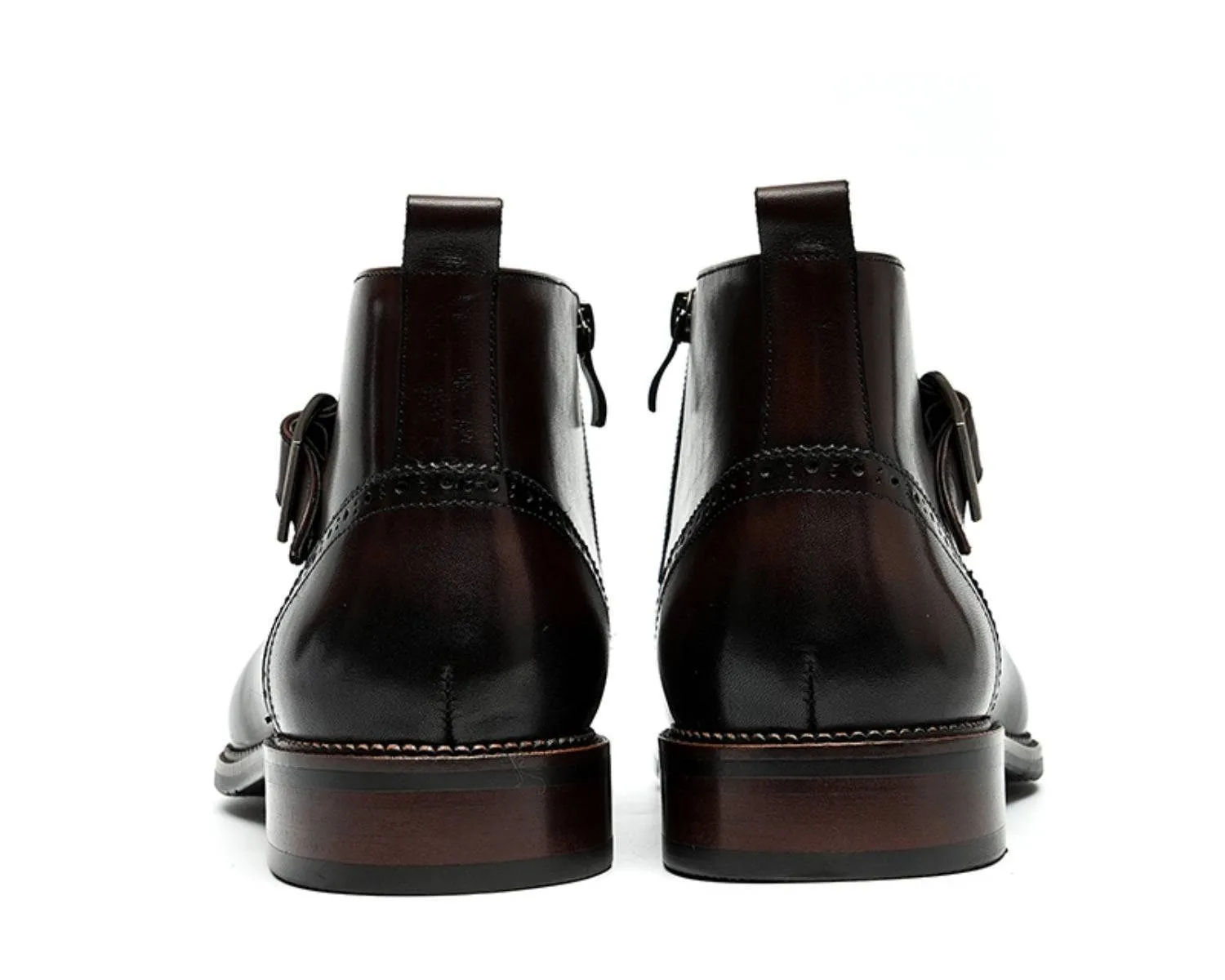 Men's Leather Single Monk Strap Dress Boots | Classic Style Footwear