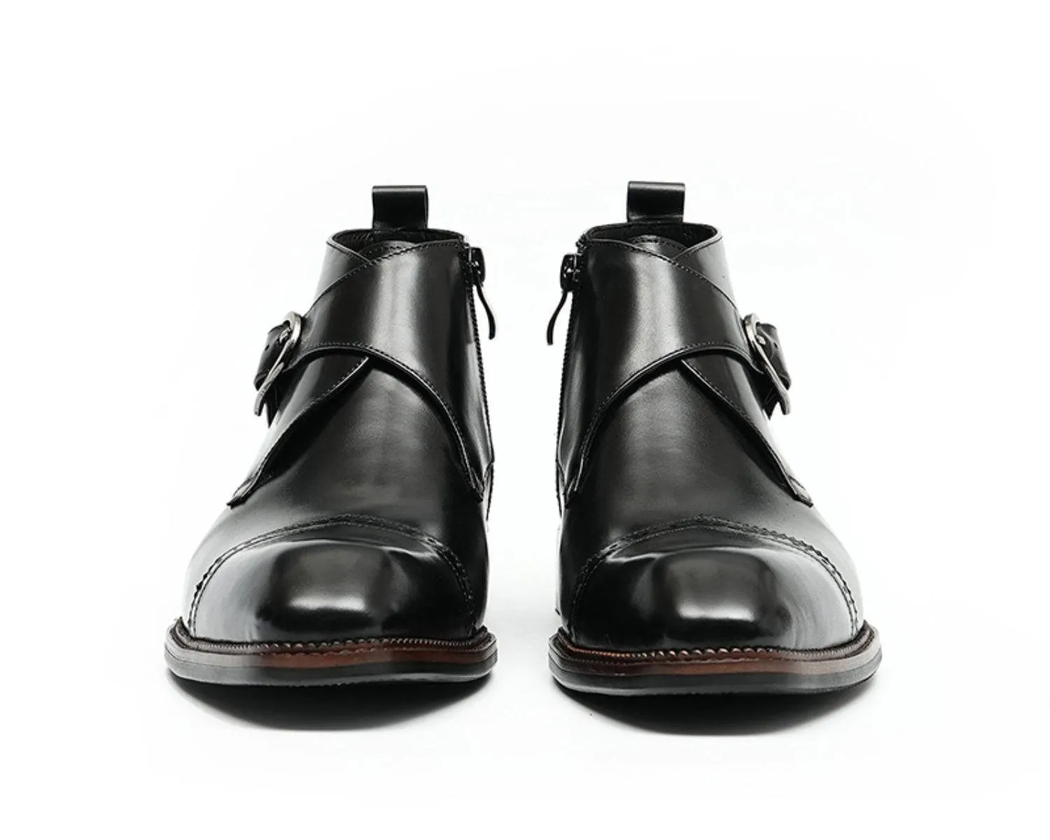 Men's Leather Single Monk Strap Dress Boots | Classic Style Footwear