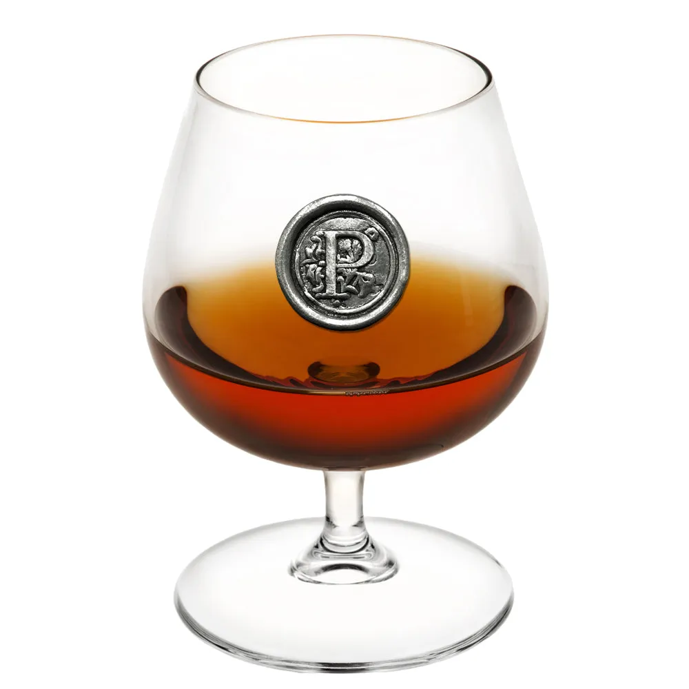 Monogram 410ml Brandy Cognac Snifter Glass Personalised Gift With Pewter Initial