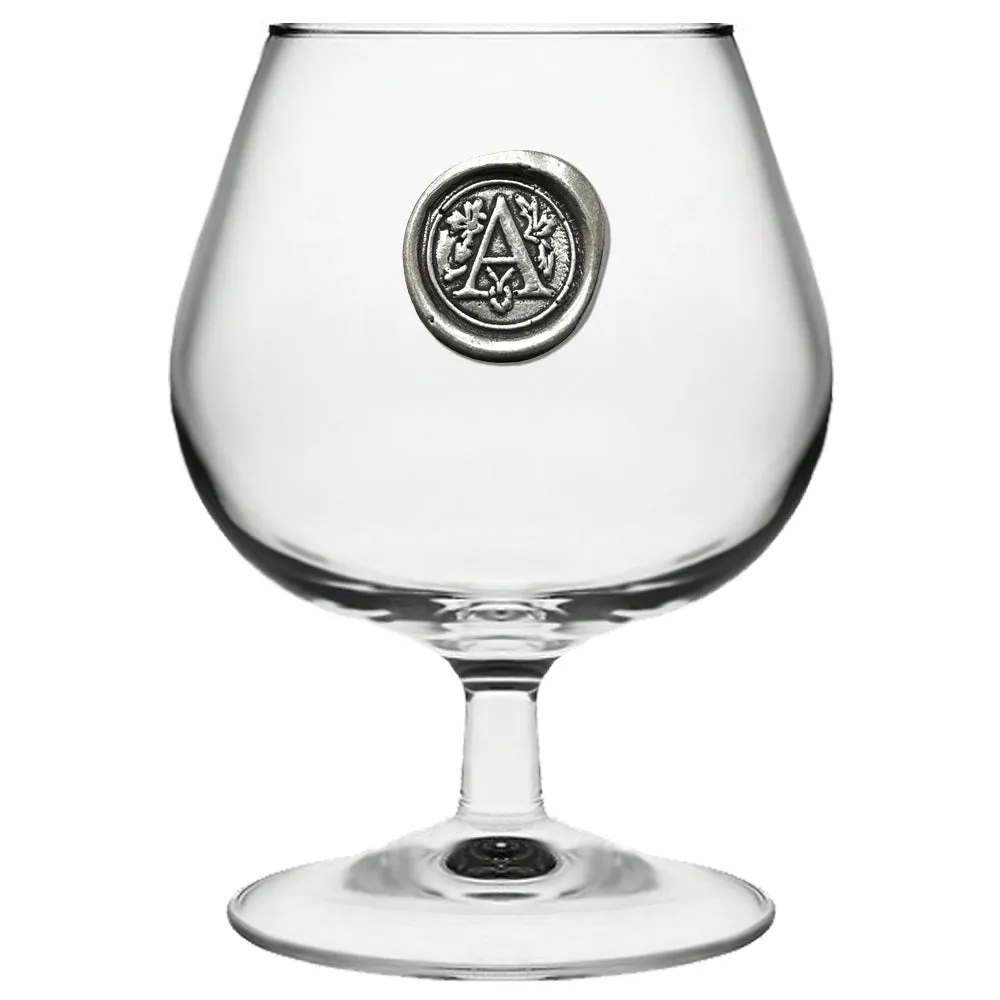 Monogram 410ml Brandy Cognac Snifter Glass Personalised Gift With Pewter Initial