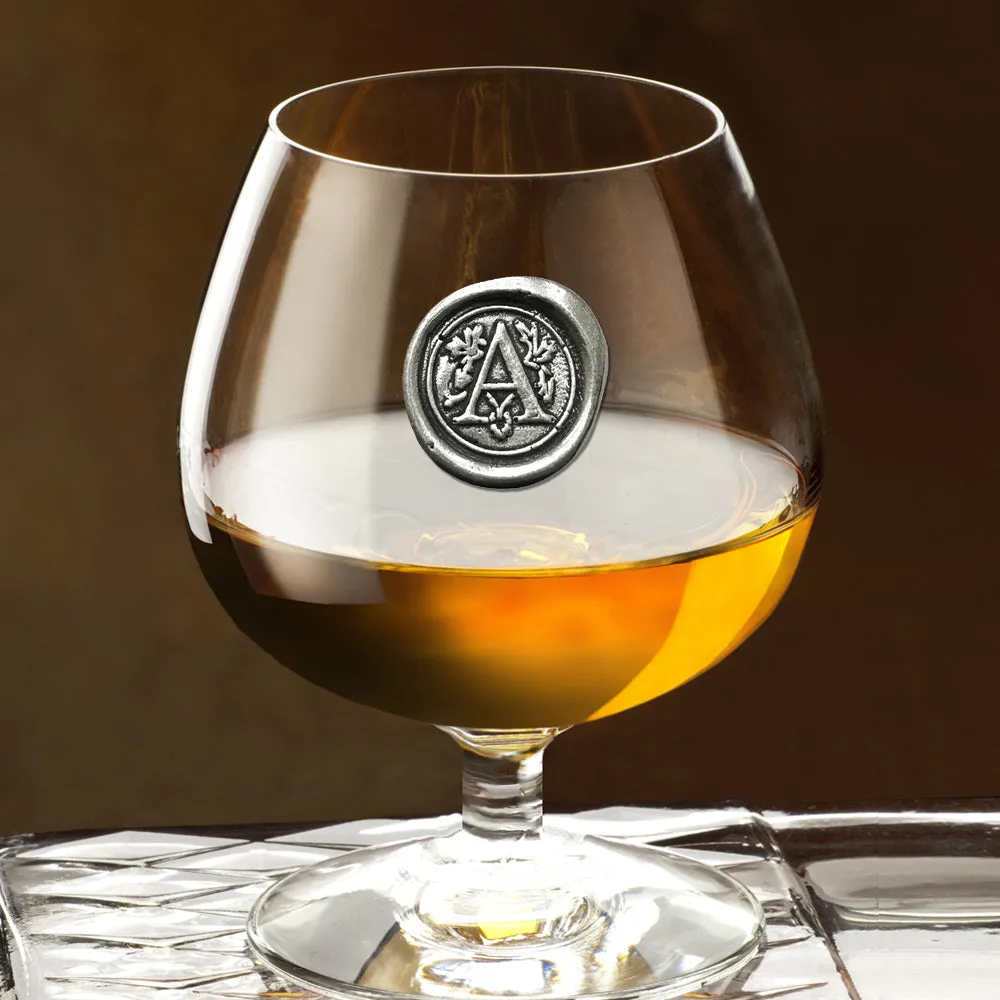 Monogram 410ml Brandy Cognac Snifter Glass Personalised Gift With Pewter Initial