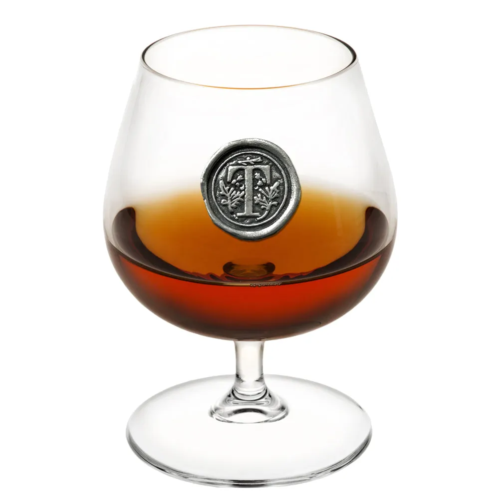 Monogram 410ml Brandy Cognac Snifter Glass Personalised Gift With Pewter Initial