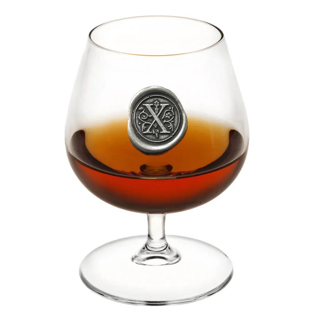 Monogram 410ml Brandy Cognac Snifter Glass Personalised Gift With Pewter Initial