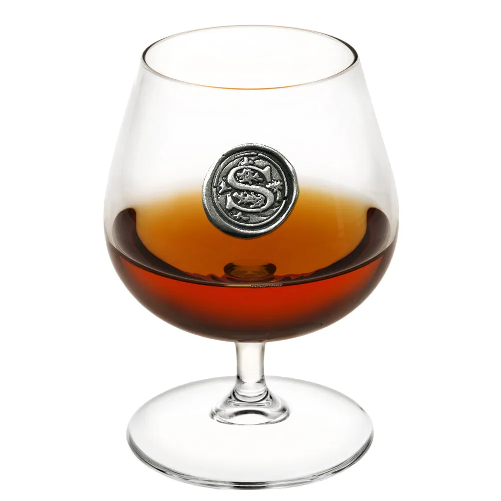 Monogram 410ml Brandy Cognac Snifter Glass Personalised Gift With Pewter Initial