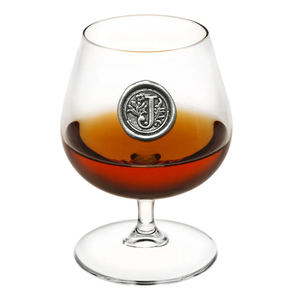 Monogram 410ml Brandy Cognac Snifter Glass Personalised Gift With Pewter Initial