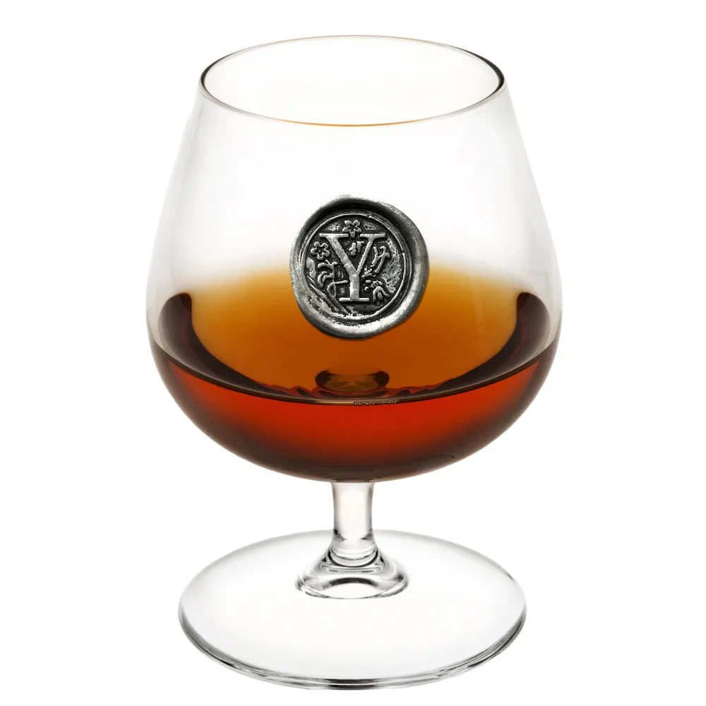 Monogram 410ml Brandy Cognac Snifter Glass Personalised Gift With Pewter Initial