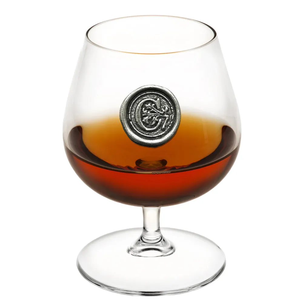 Monogram 410ml Brandy Cognac Snifter Glass Personalised Gift With Pewter Initial