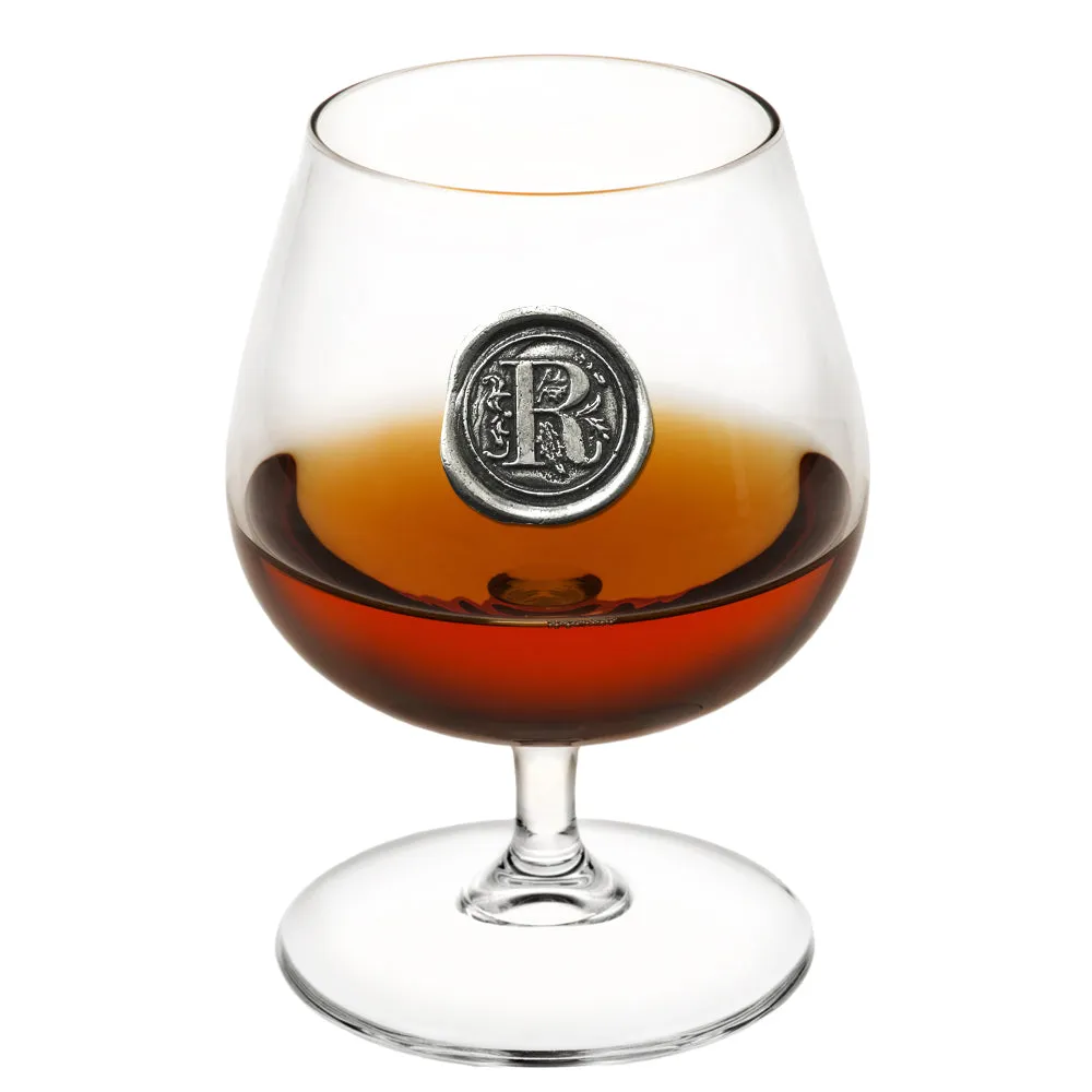 Monogram 410ml Brandy Cognac Snifter Glass Personalised Gift With Pewter Initial