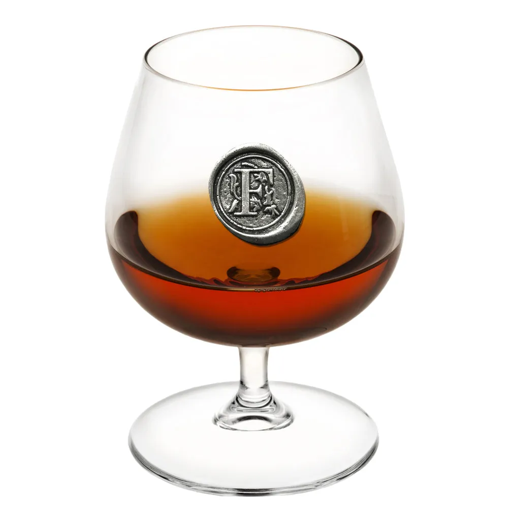 Monogram 410ml Brandy Cognac Snifter Glass Personalised Gift With Pewter Initial