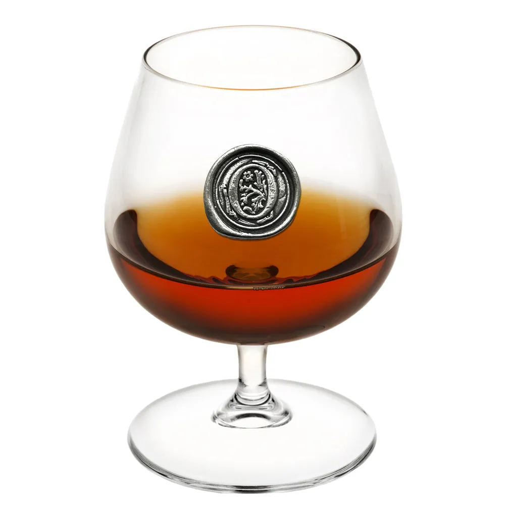 Monogram 410ml Brandy Cognac Snifter Glass Personalised Gift With Pewter Initial