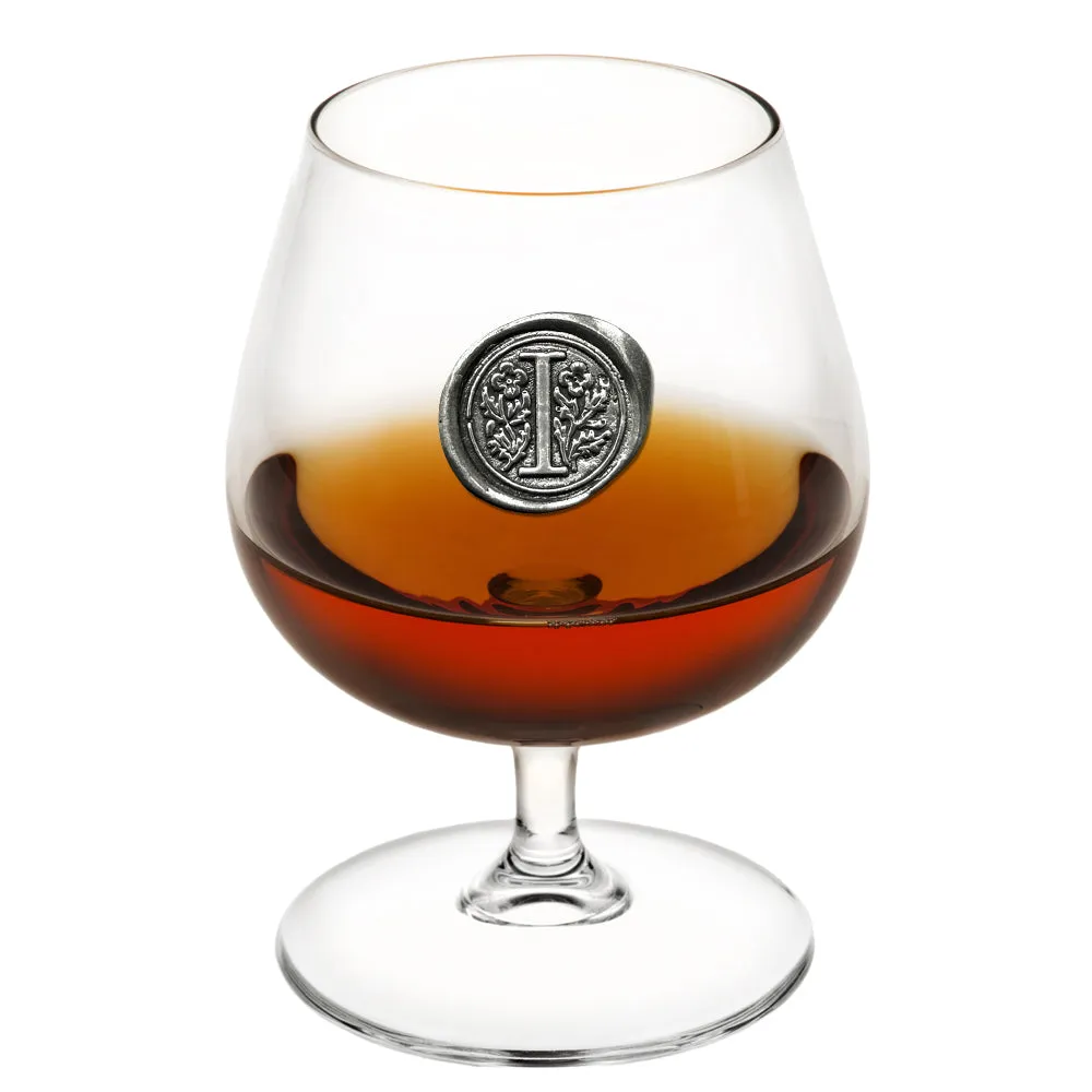 Monogram 410ml Brandy Cognac Snifter Glass Personalised Gift With Pewter Initial