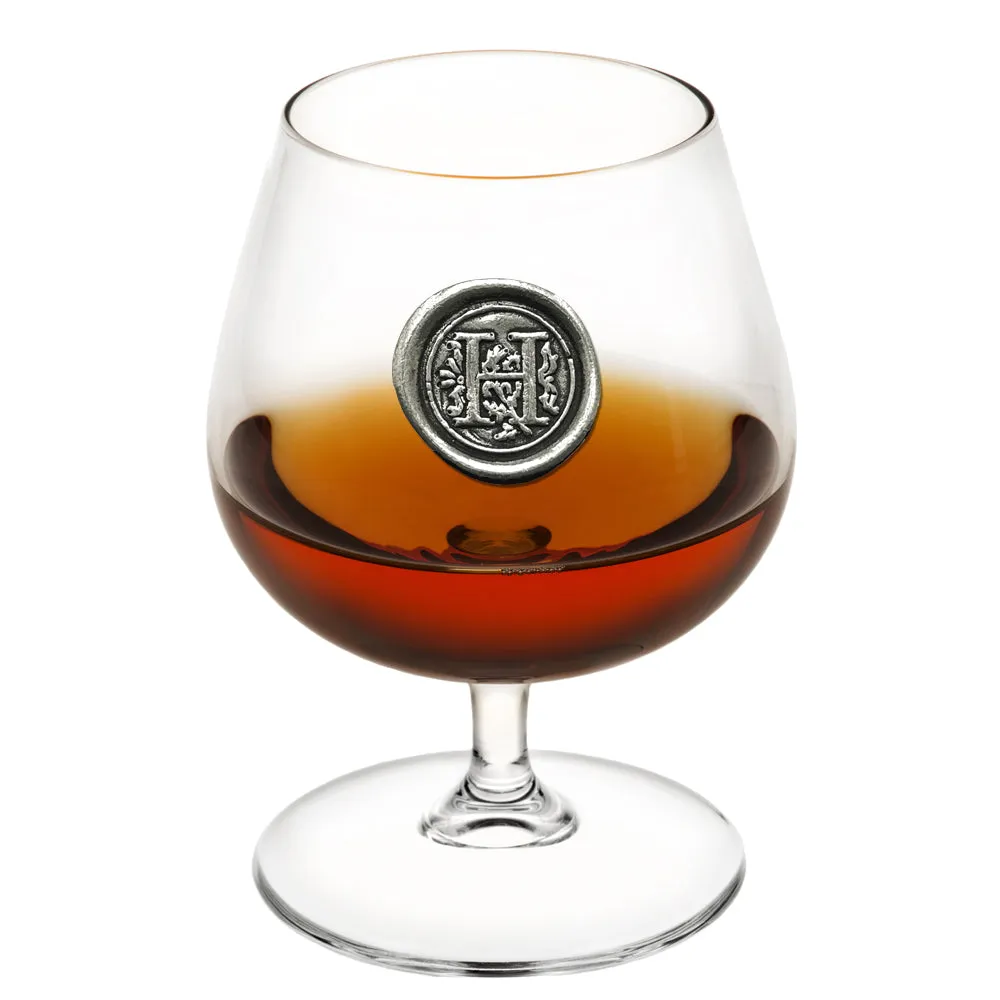 Monogram 410ml Brandy Cognac Snifter Glass Personalised Gift With Pewter Initial